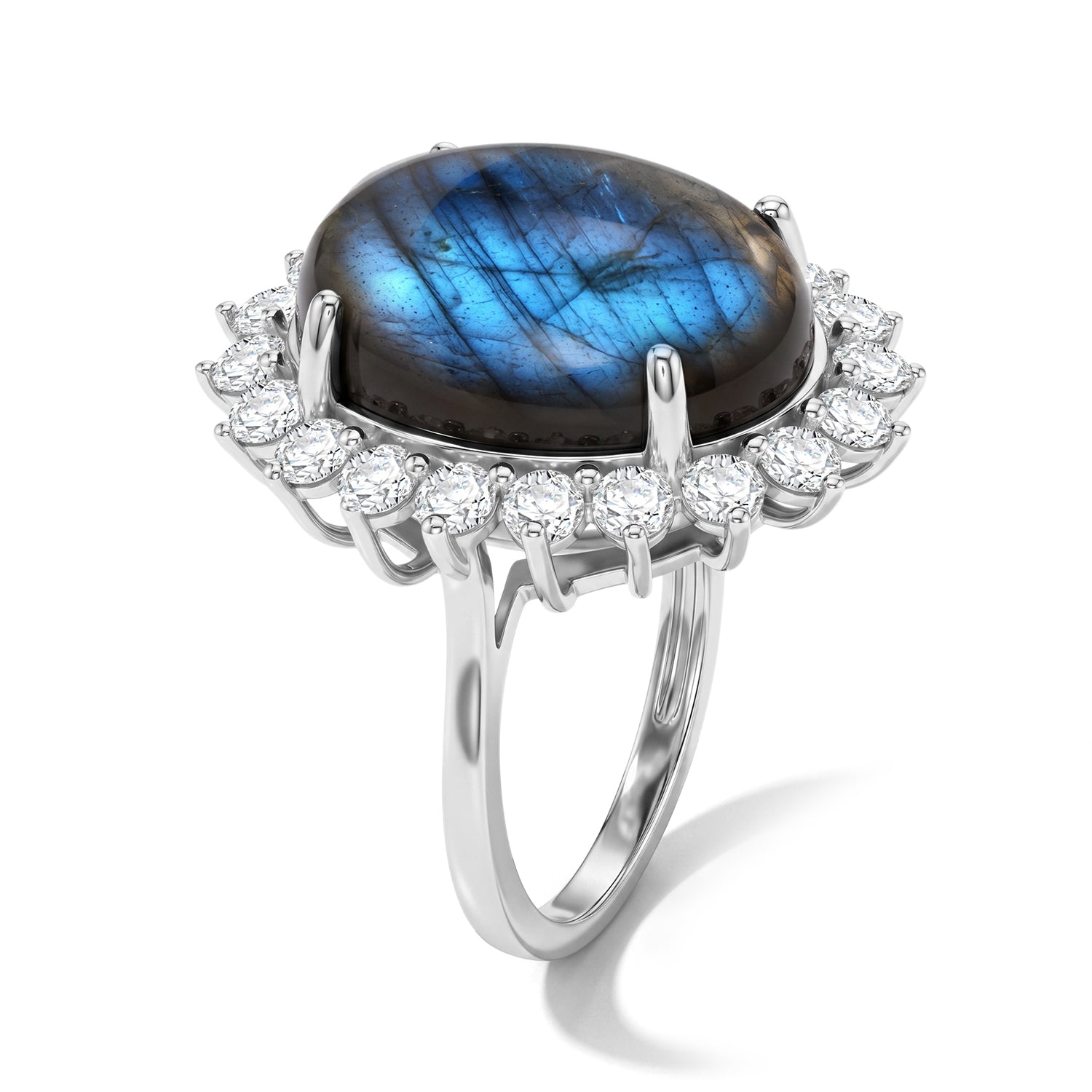 EverTrue - Labradorite &amp; White Zircon Halo Ring 16.17 Ct. 8672639 4