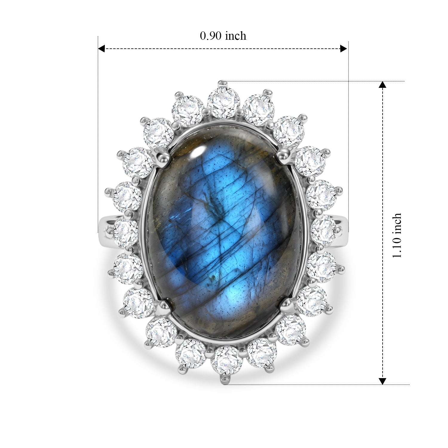 EverTrue - Labradorite &amp; White Zircon Halo Ring 16.17 Ct. 8672639 5