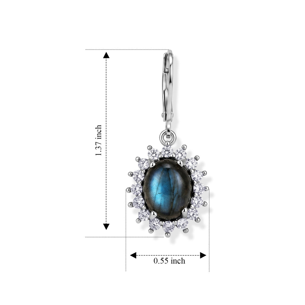 EverTrue - Labradorite & White Zircon Halo Earring with Lever Back 8.00 Ct._8672654_4