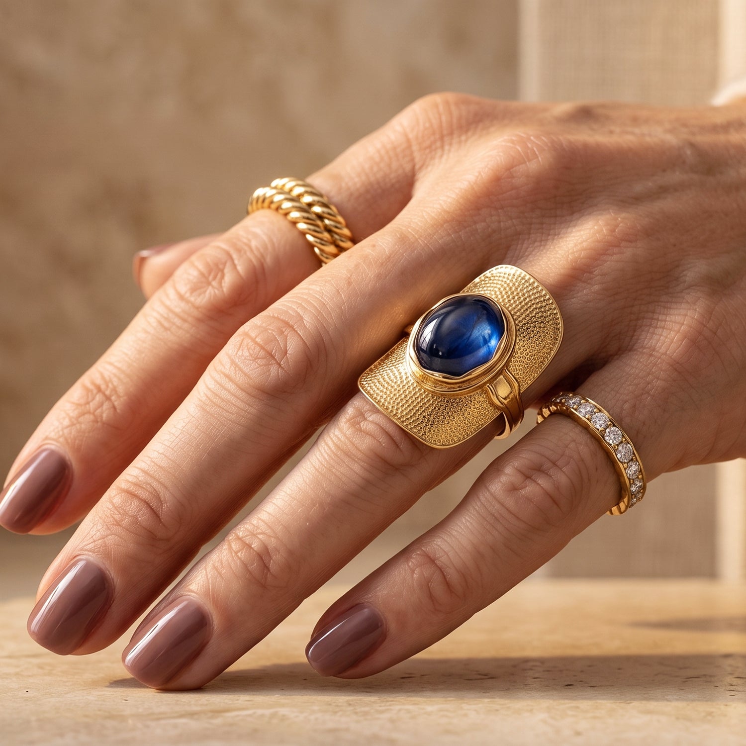 EverTrue - Labradorite Artisan Statement Ring in Yellow Gold Tone 10.40 Ct. 8672656 2