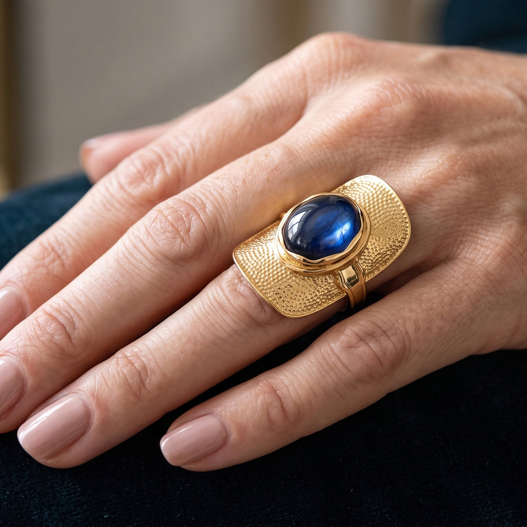 EverTrue - Labradorite Artisan Ring in Yellow Gold Tone 10.40 Ct._8672688_1