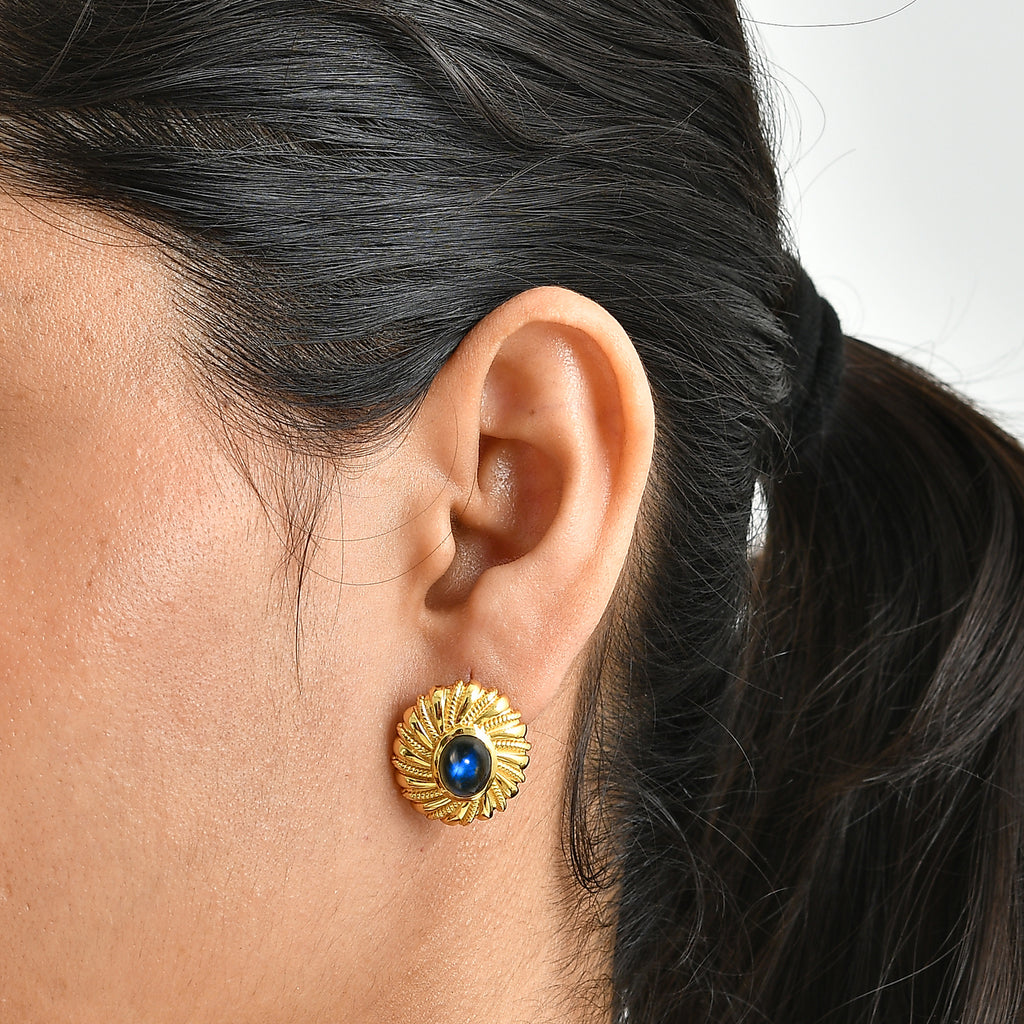 EverTrue - Labradorite Solitaire Stud Push Post Earring in Yellow Gold Tone 4.35 Ct._8672693_1