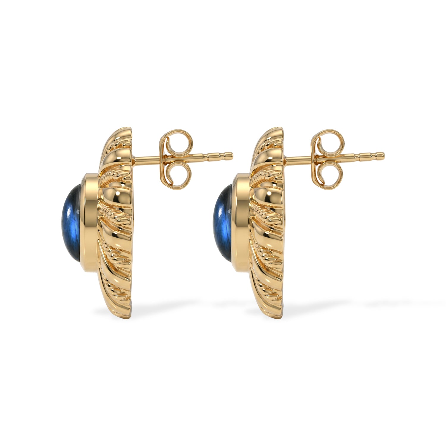 EverTrue - Labradorite Solitaire Stud Push Post Earring in Yellow Gold Tone 4.35 Ct. 8672693 3