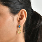 EverTrue - Labradorite & White Zircon Dangling Earring with Push Back in Yellow Gold Tone 4.55 Ct._8672724_1