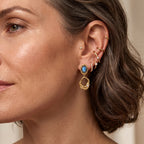 EverTrue - Labradorite & White Zircon Dangling Earring with Push Back in Yellow Gold Tone 4.55 Ct._8672724_2