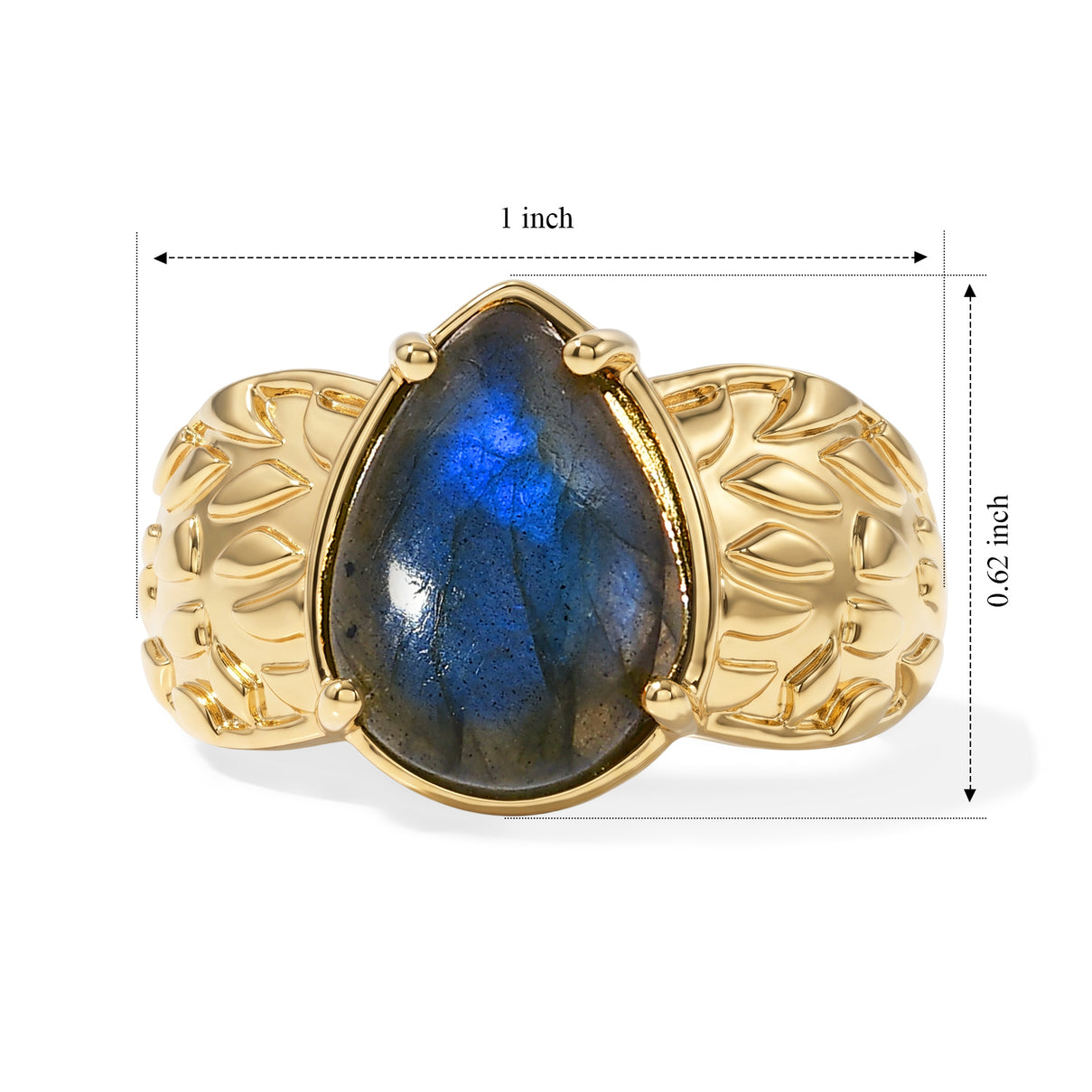 EverTrue - Labradorite Solitaire Ring in Yellow Gold Tone 6.33 Ct. 8672725 6