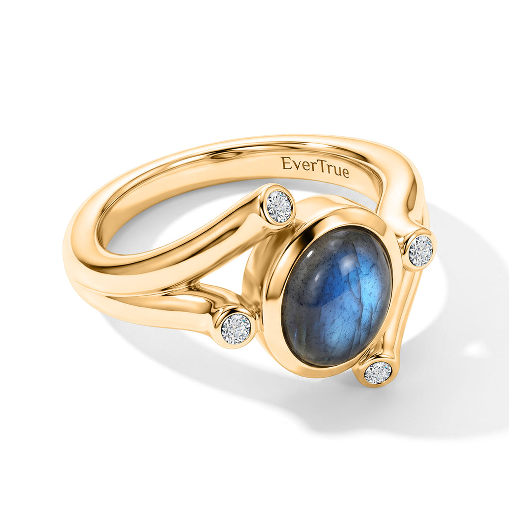 EverTrue - Labradorite & White Zircon Ring in Yellow Gold Tone 2.26 Ct._8672906