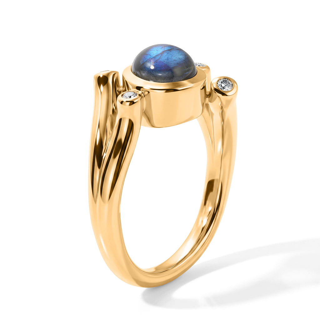 EverTrue - Labradorite & White Zircon Ring in Yellow Gold Tone 2.26 Ct._8672906_3