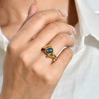 EverTrue - Labradorite & White Zircon Ring in Yellow Gold Tone 2.26 Ct._8672950_1