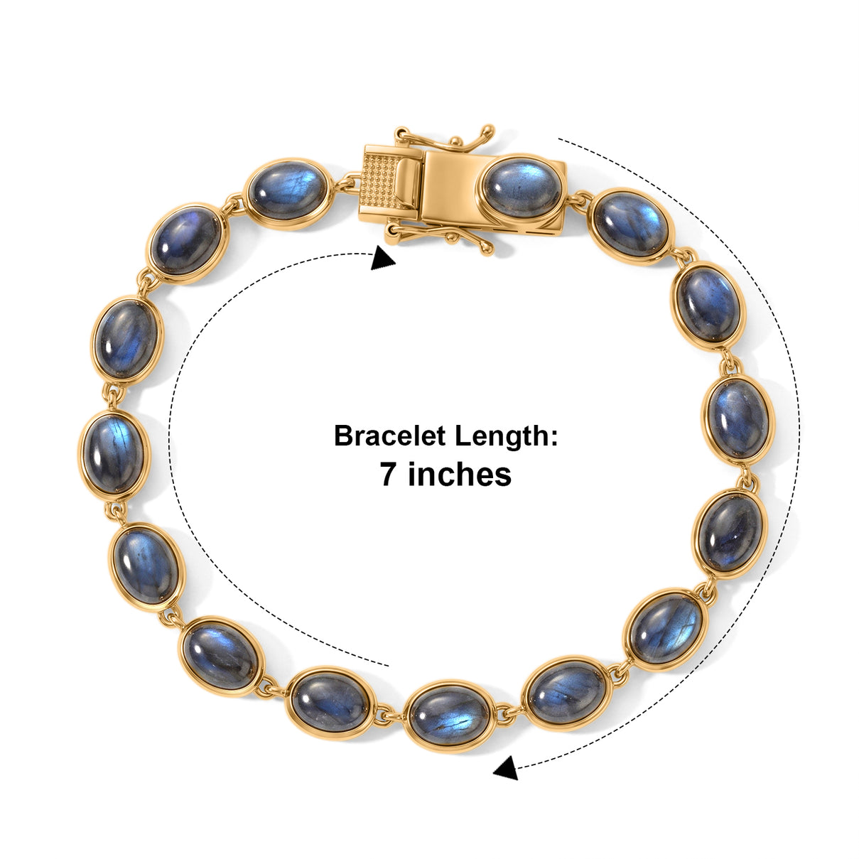 EverTrue - Labradorite Cluster Bracelet (Size - 7.5) with GB Lock Box in Yellow Gold Tone 22.14 Ct. V32513875 5