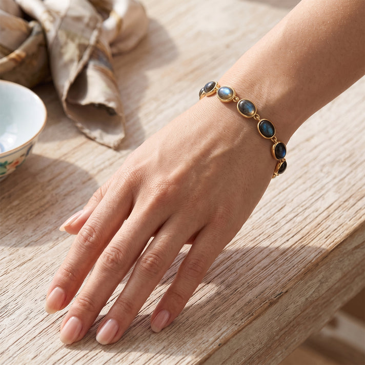 EverTrue - Labradorite Cluster Bracelet (Size - 7) with GB Lock Box in Yellow Gold Tone 23.54 Ct. 8672964 2