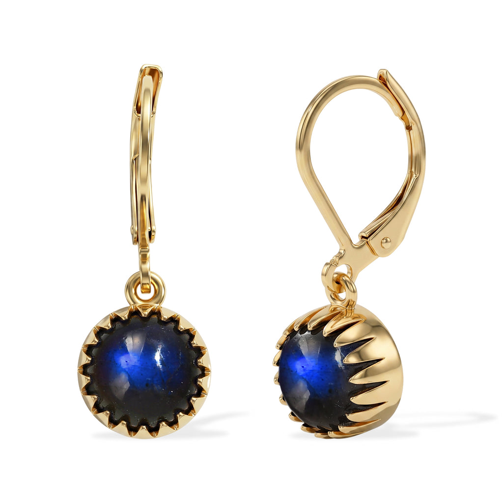 EverTrue - Labradorite Solitaire Lever Back Earring in Yellow Gold Tone 4.60 Ct._8672966