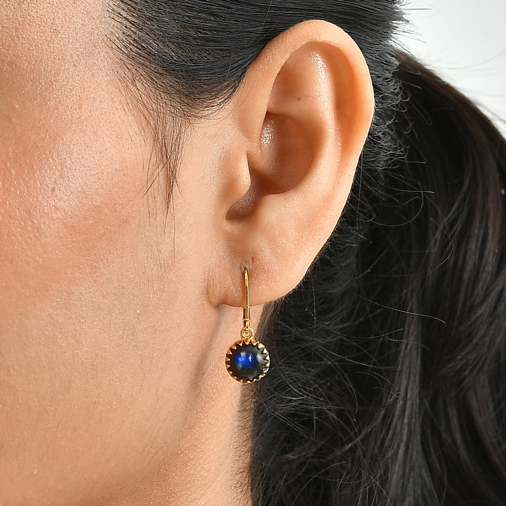 EverTrue - Labradorite Solitaire Lever Back Earring in Yellow Gold Tone 4.60 Ct._8672966_1