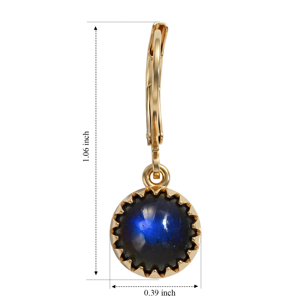 EverTrue - Labradorite Solitaire Lever Back Earring in Yellow Gold Tone 4.60 Ct. V32513205 5