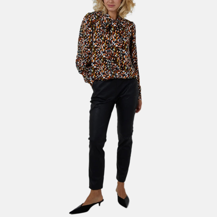 QED London Animal Print Button Through Blouse (Size - S/M, 8-12) - Orange 8673189 2