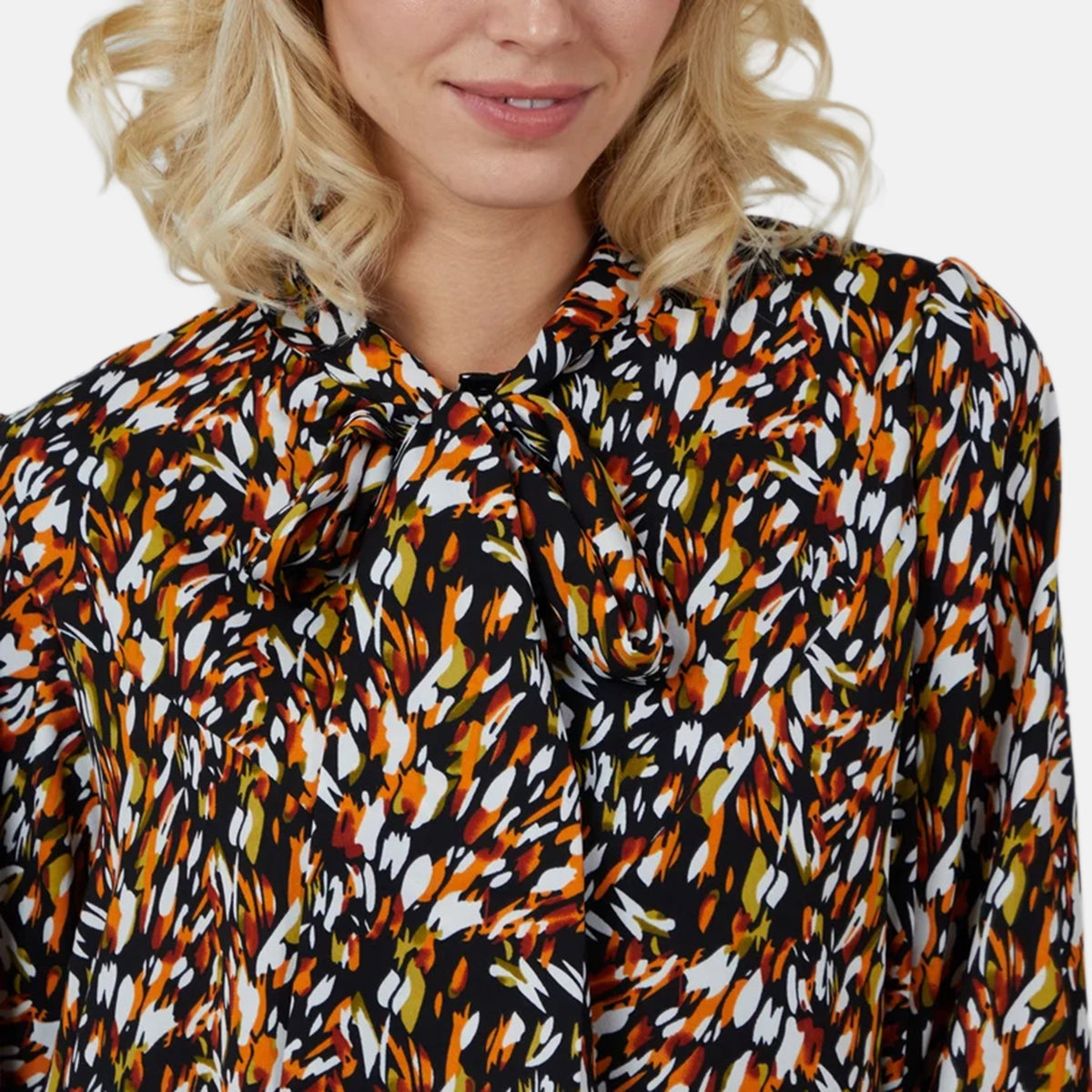 QED London Animal Print Button Through Blouse (Size - S/M, 8-12) - Orange 8673189 2
