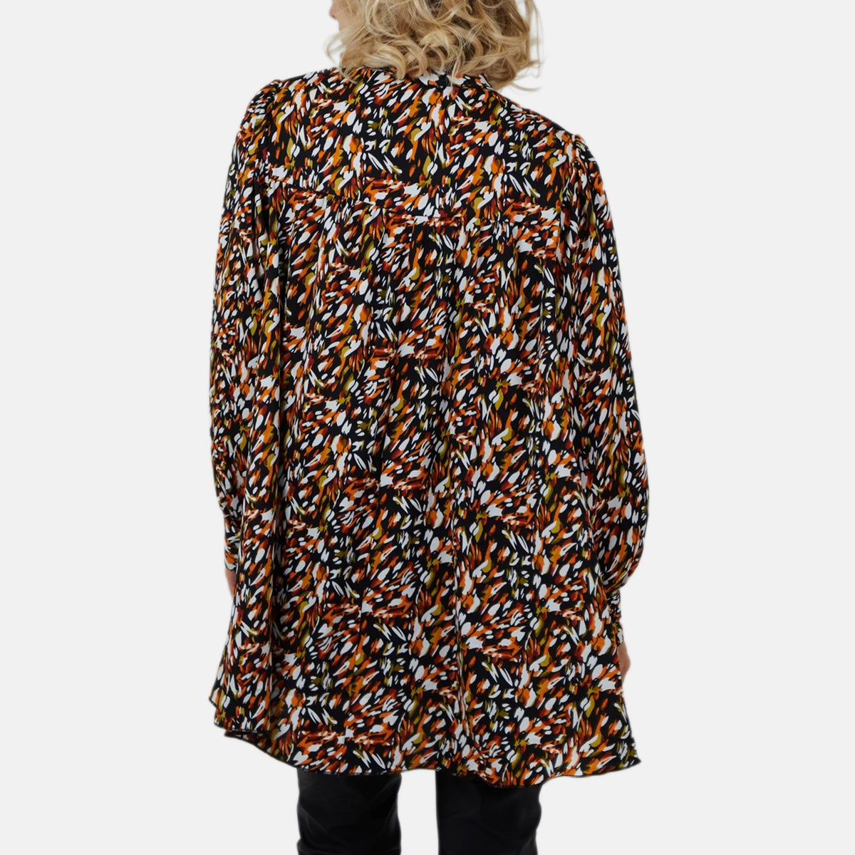 QED London Animal Print Button Through Blouse (Size - S/M, 8-12) - Orange 8673189 3