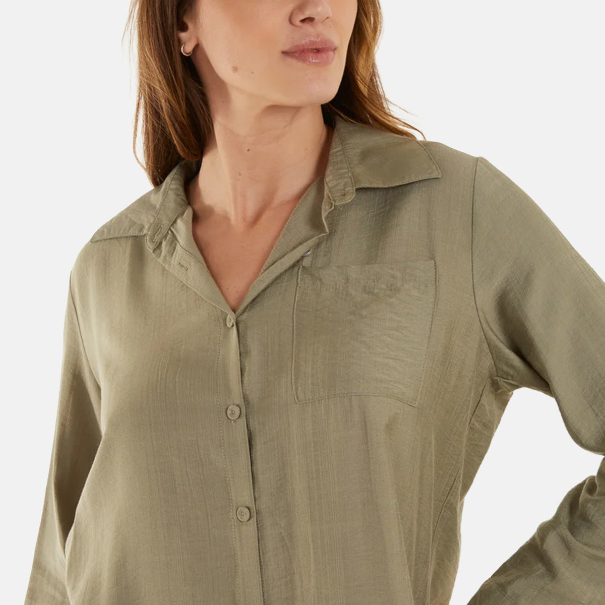QED London Oversized Lightweight Pocket Shirt (Size S, 8-10) - Light Khaki 8673205 3
