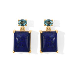 EverTrue - Lapis Lazuli & Blue Apatite Stud Push Post Earring in Yellow Gold Tone 8.90 Ct._8673363