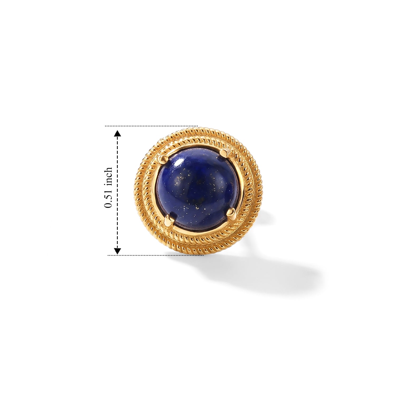 EverTrue - Lapis Lazuli Solitaire Stud Push Post Earring in Yellow Gold Tone 5.08 Ct. 8673374 4