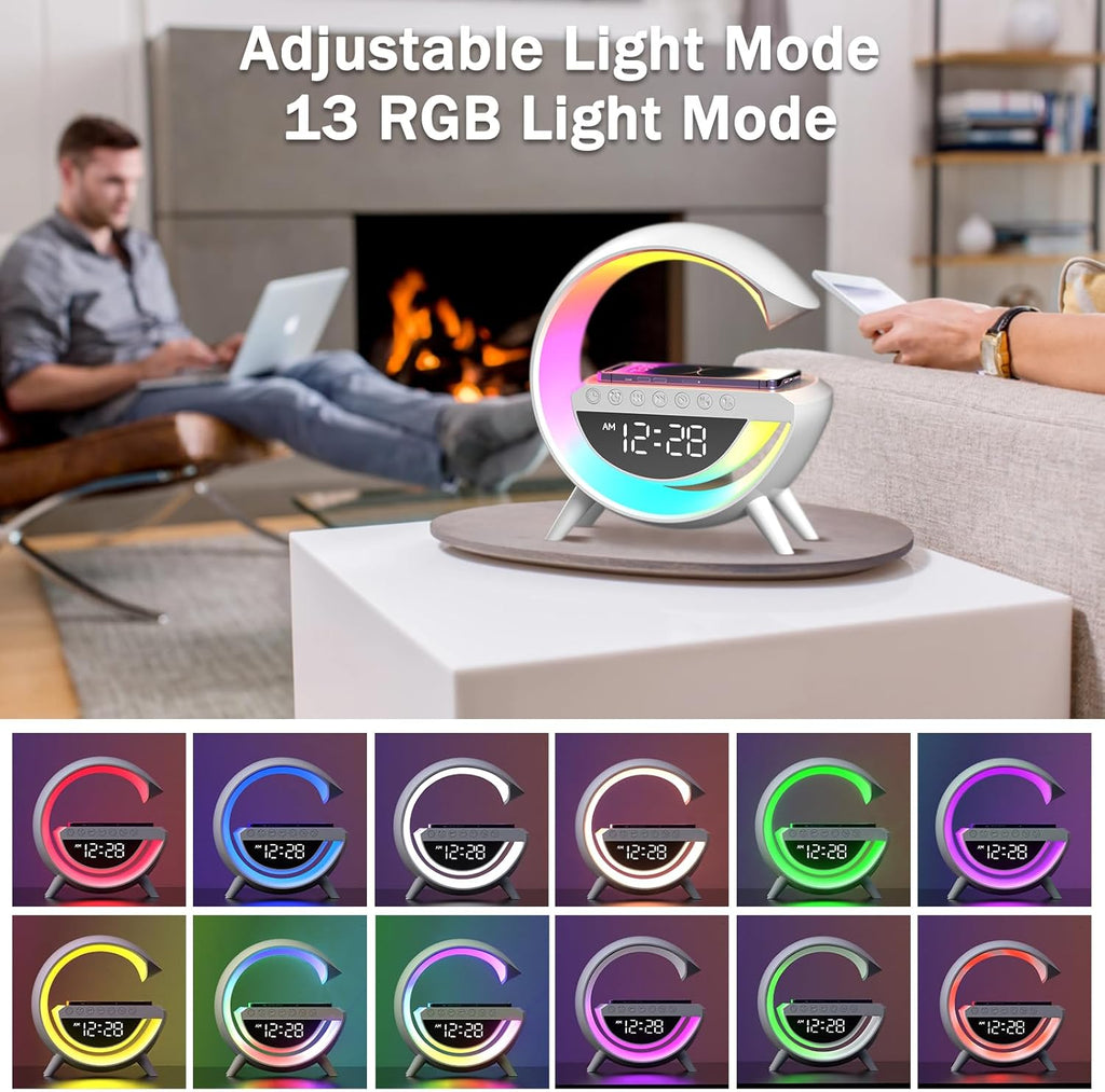 G- Shape Lamp with Wireless Phone Charging and Bluetooth Speaker - White_8675165_2