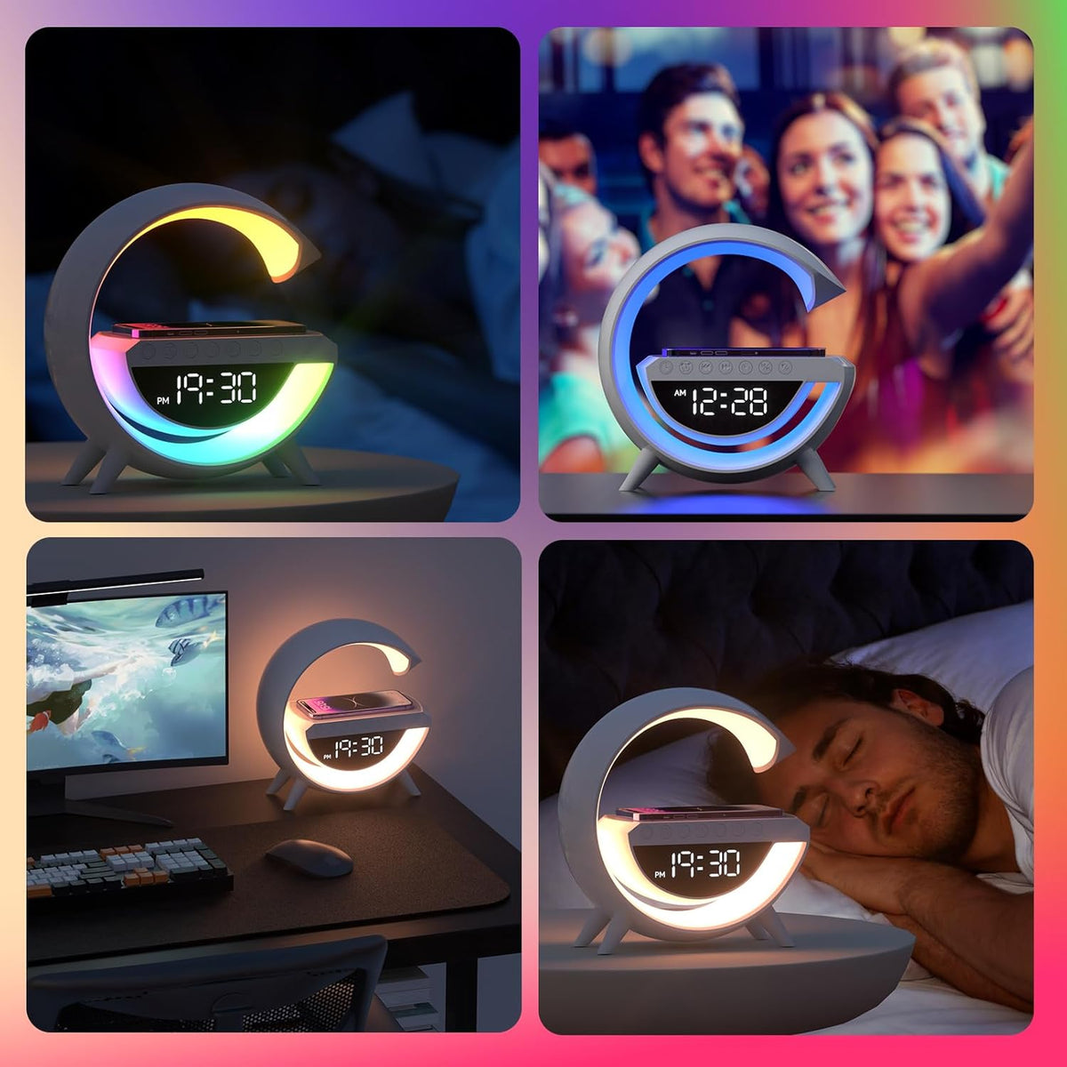 G- Shape Lamp with Wireless Phone Charging and Bluetooth Speaker - White 8675165 4