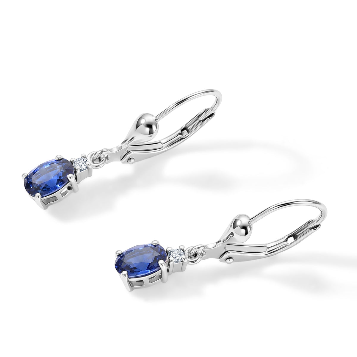 D'Joy - AAA Natural Kashmir Kyanite &amp; White Zircon Drop Earring with Lever Back in Platinum Overlay Sterling Silver 1.36 Ct. V32576022 4