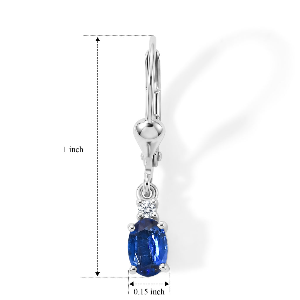D'Joy - Kyanite & White Zircon Drop Earring with Lever Back in Platinum Overlay Sterling Silver 1.36 Ct._8675240_4