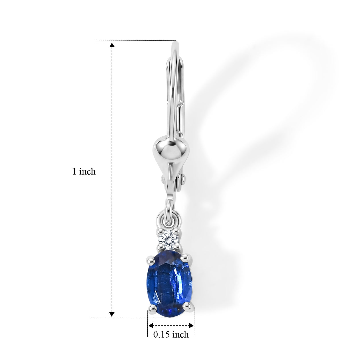 D'Joy - AAA Natural Kashmir Kyanite &amp; White Zircon Drop Earring with Lever Back in Platinum Overlay Sterling Silver 1.36 Ct. V32576022 5
