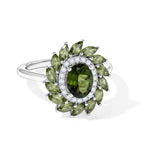 D'Joy Natural Green Apatite, White Zircon Main Stone With Side Stone Ring in Rhodium OverlaySterling Silver  2.652  Ct._8675281