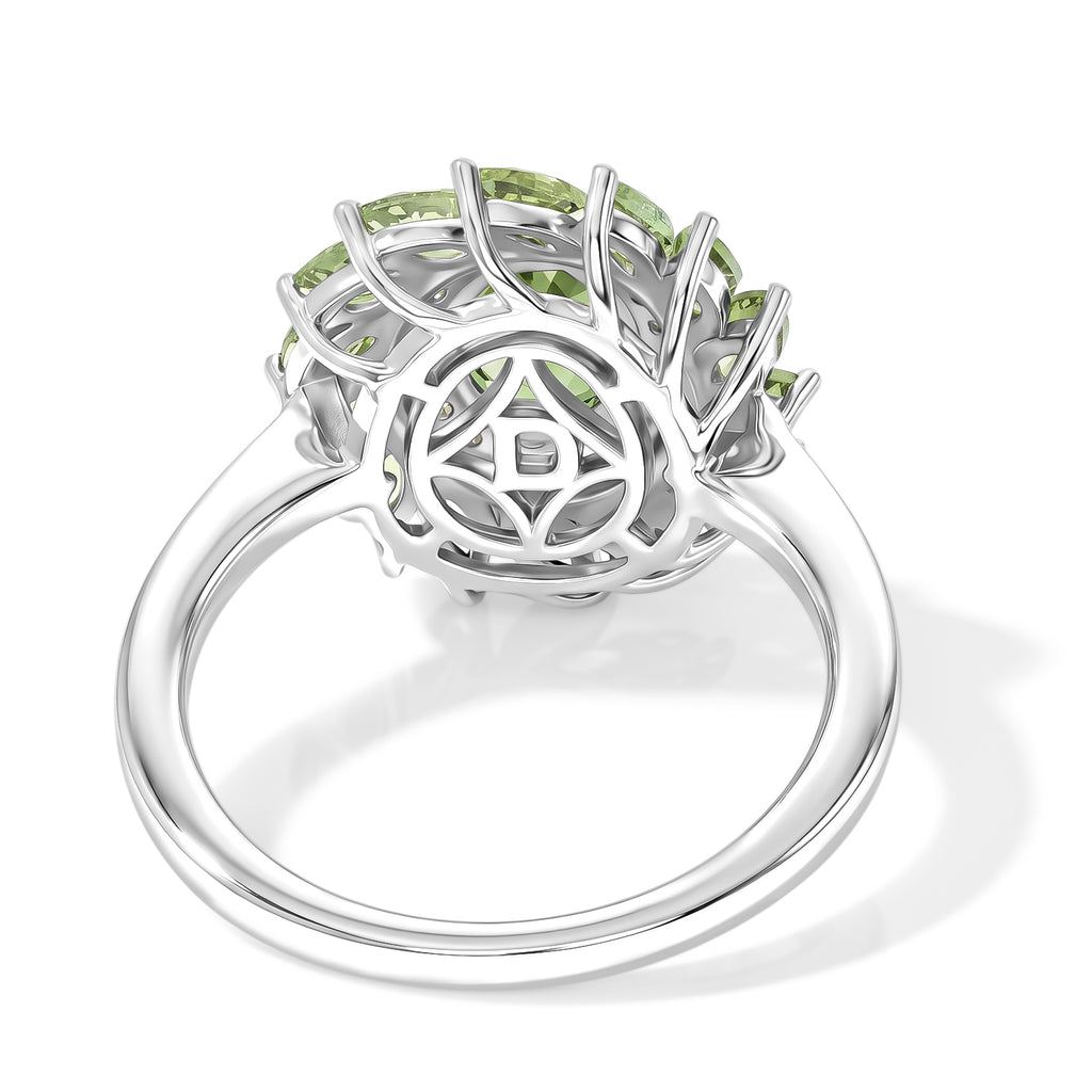 D'Joy Natural Green Apatite, White Zircon Main Stone With Side Stone Ring in Rhodium OverlaySterling Silver  2.652  Ct._8675281_4