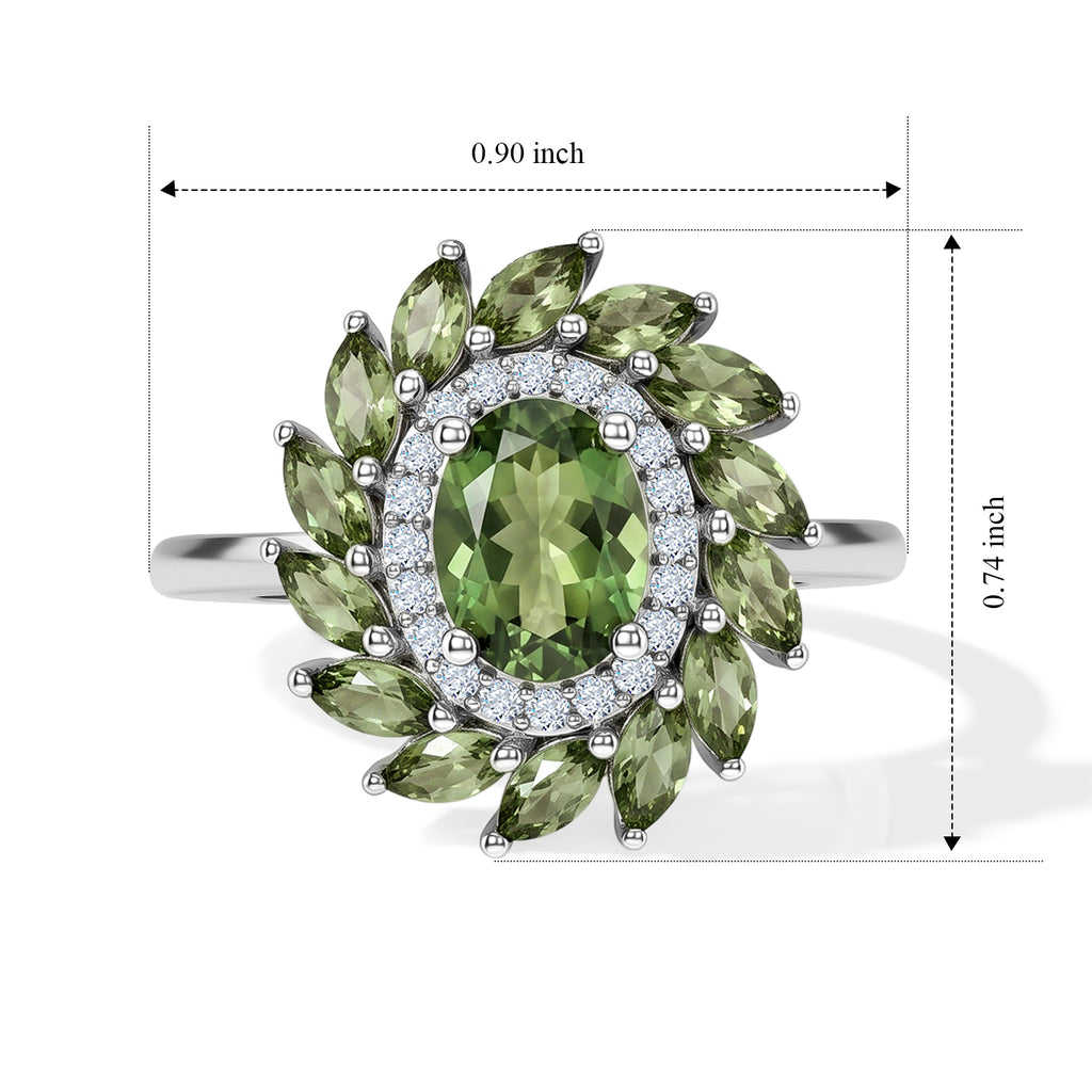 D'Joy Natural Green Apatite, White Zircon Main Stone With Side Stone Ring in Rhodium OverlaySterling Silver  2.652  Ct._8675281_5