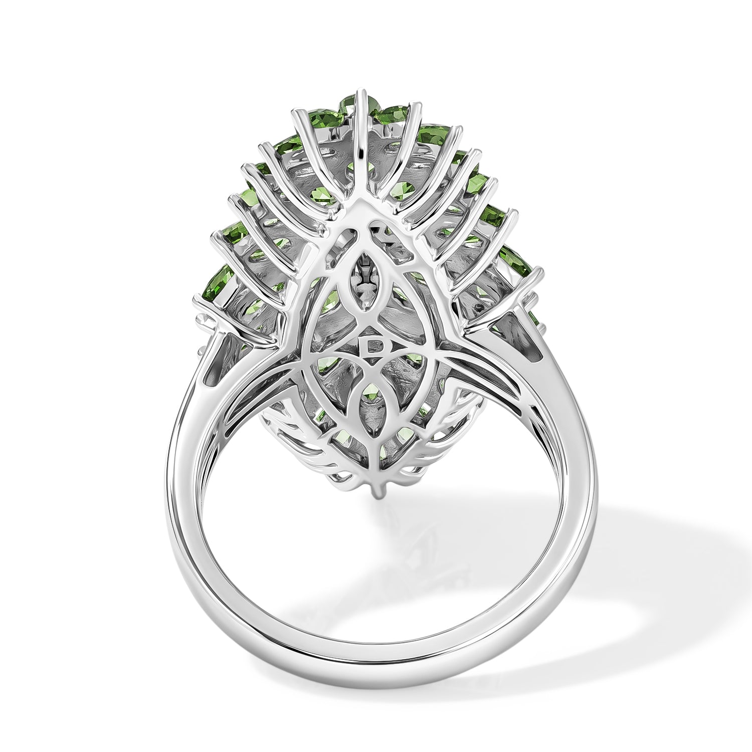 D'Joy - Natural Green Apatite Floral Statement Ring in Rhodium Overlay Sterling Silver 5.20 Ct. 8675375 4