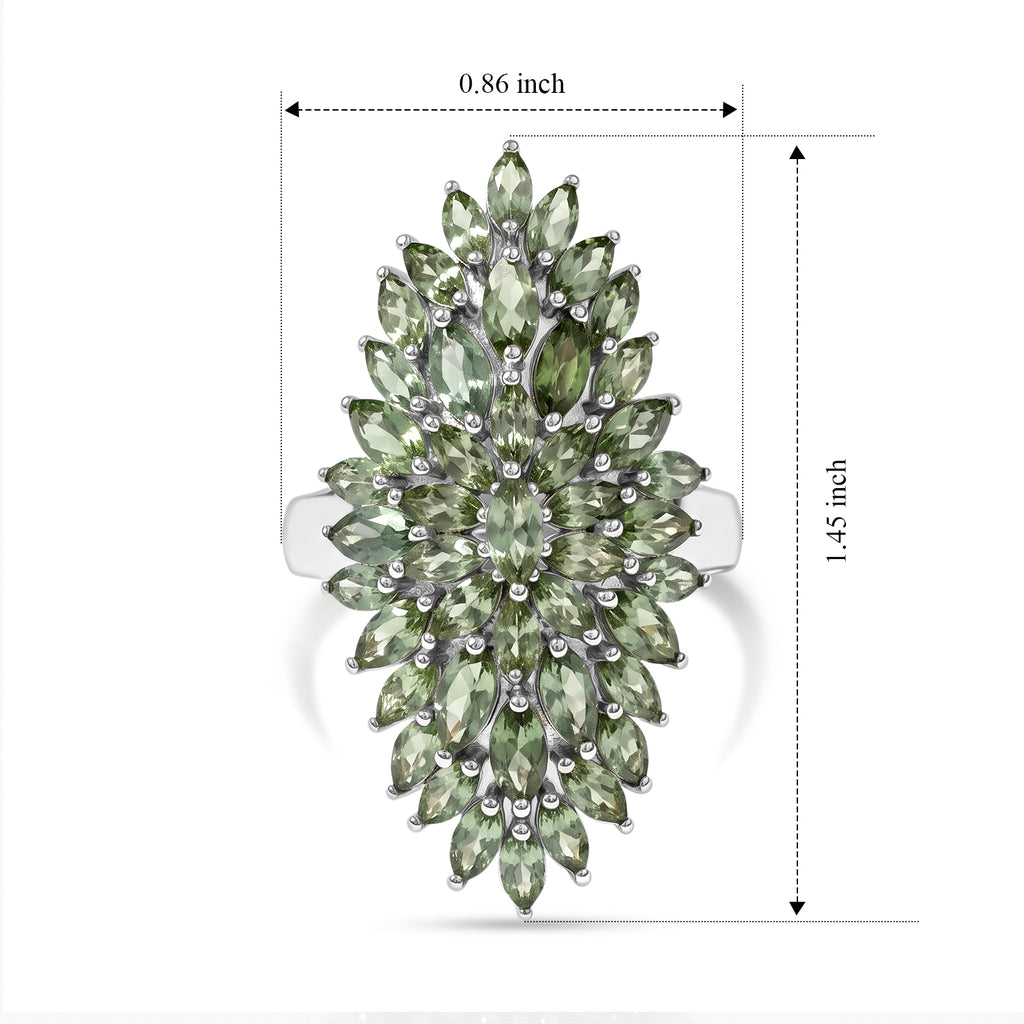 D'Joy Natural Green Apatite Fancy Ring in Rhodium OverlaySterling Silver, Silver Wt.6 Gms  5.222  Ct._8675375_4