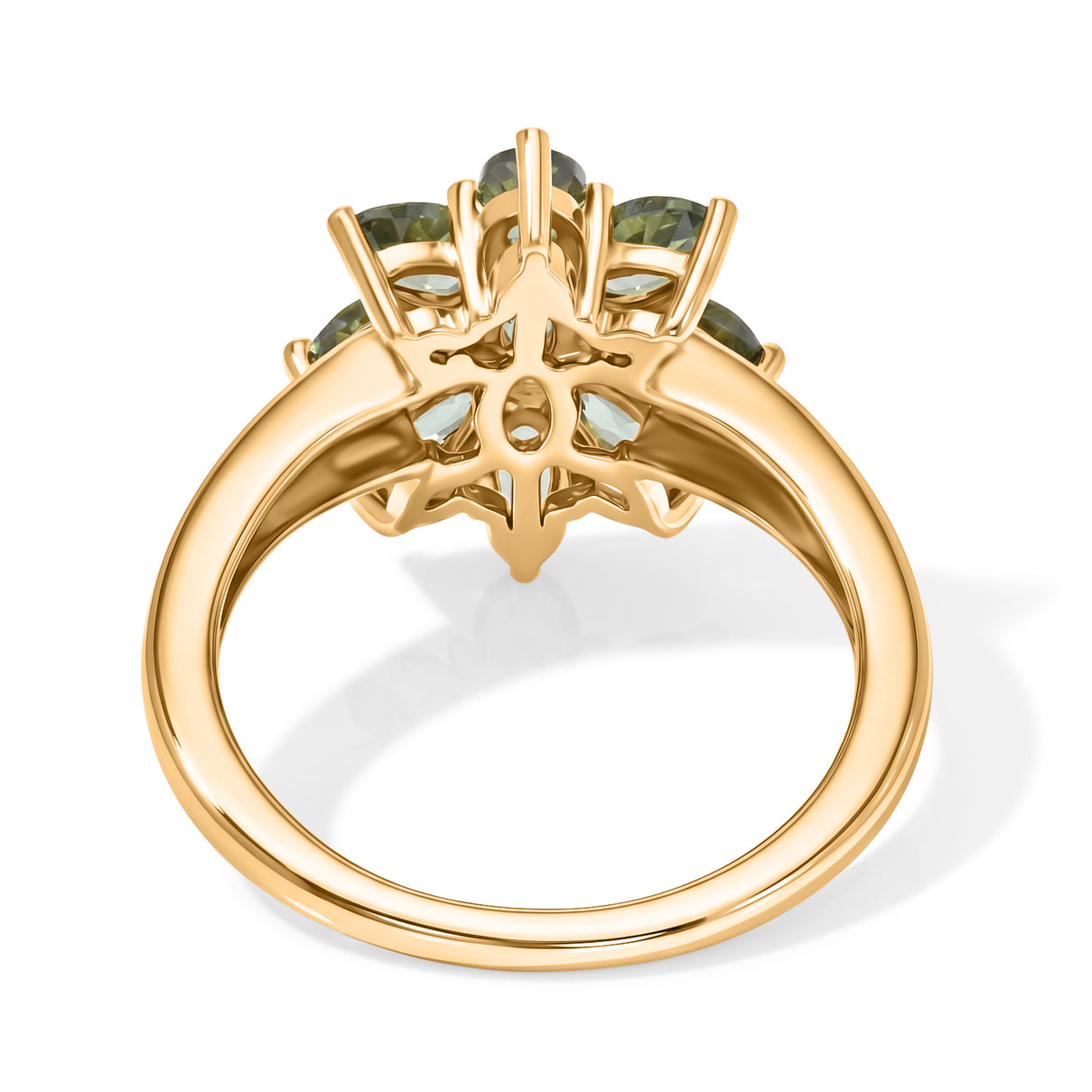 D'Joy - Natural Green Apatite Floral Ring in Yellow Gold Plated Sterling Silver 2.20 Ct. 8675430 4