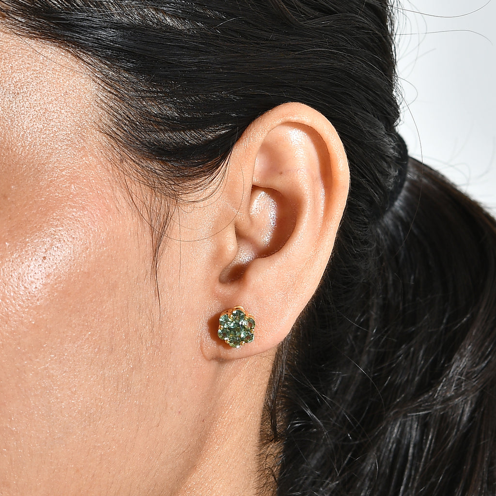 D'Joy Natural Green Apatite Cluster Earring Sterling Silver  1.786  Ct._8675461_1