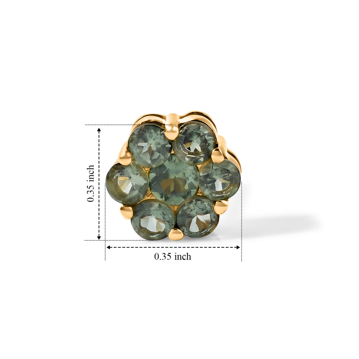 D'Joy Natural Green Apatite Cluster Stud Push Back Earring in Yellow Gold Plated Sterling Silver 1.78 Ct. 8675461 4