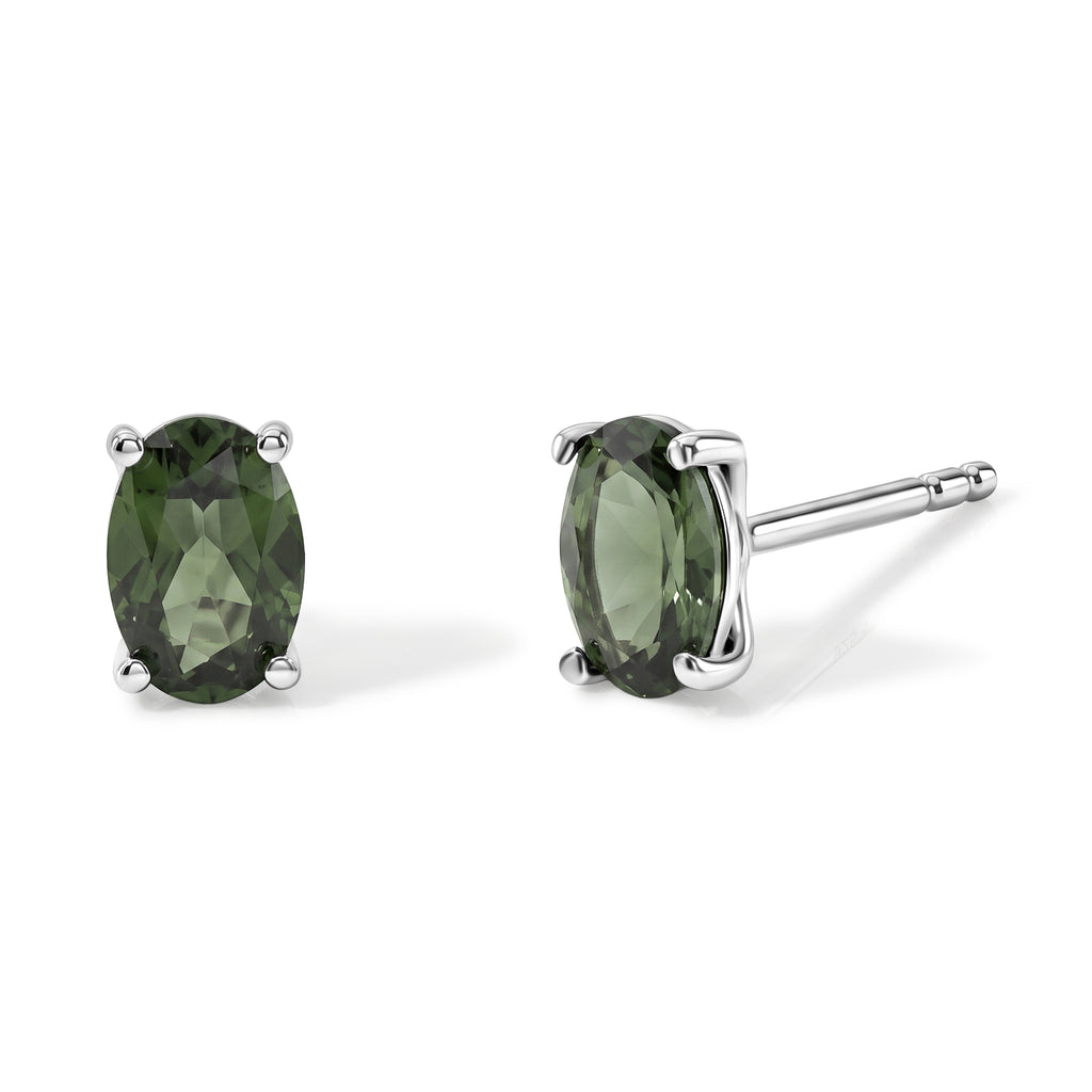 D'Joy Natural Green Apatite Solitaire Stud Push Post Earring in Platinum OverlaySterling Silver  0.880  Ct._8675476