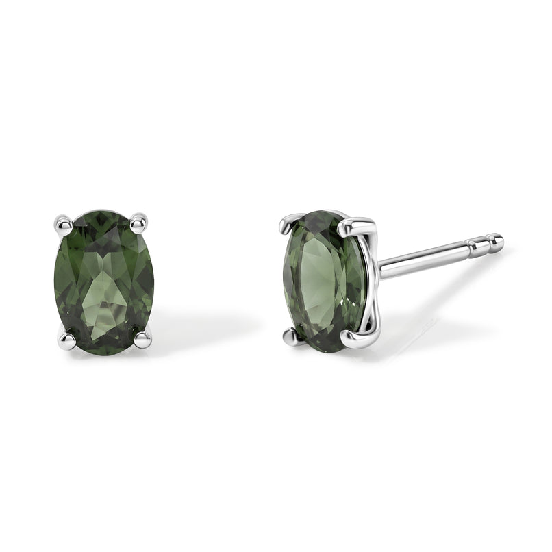 D'Joy Natural Green Apatite Solitaire Stud Push Post Earring in Platinum OverlaySterling Silver  0.880  Ct._8675476