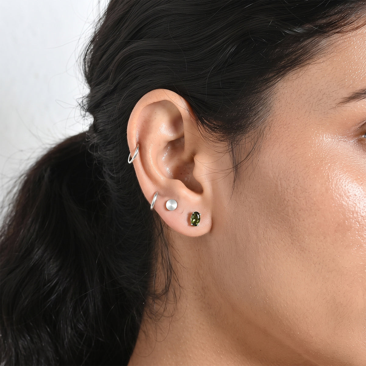D'Joy - Natural Green Apatite Solitaire Stud Push Post Earring in Platinum Overlay Sterling Silver V32760477 3