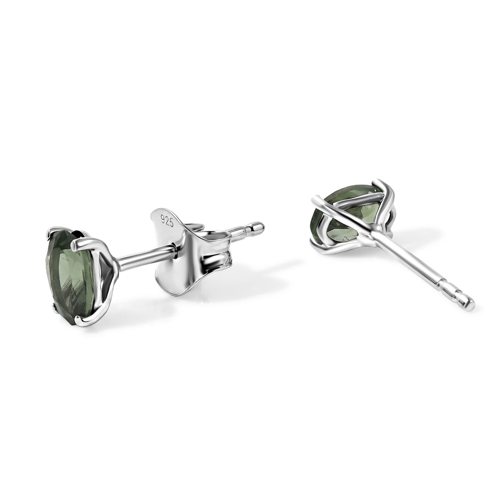 D'Joy Natural Green Apatite Solitaire Stud Push Post Earring in Platinum OverlaySterling Silver  0.880  Ct._8675476_3