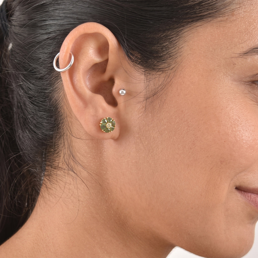 D'Joy Natural Green Apatite Solitaire Stud Push Post Earring Sterling Silver  1.600  Ct._8675477_2