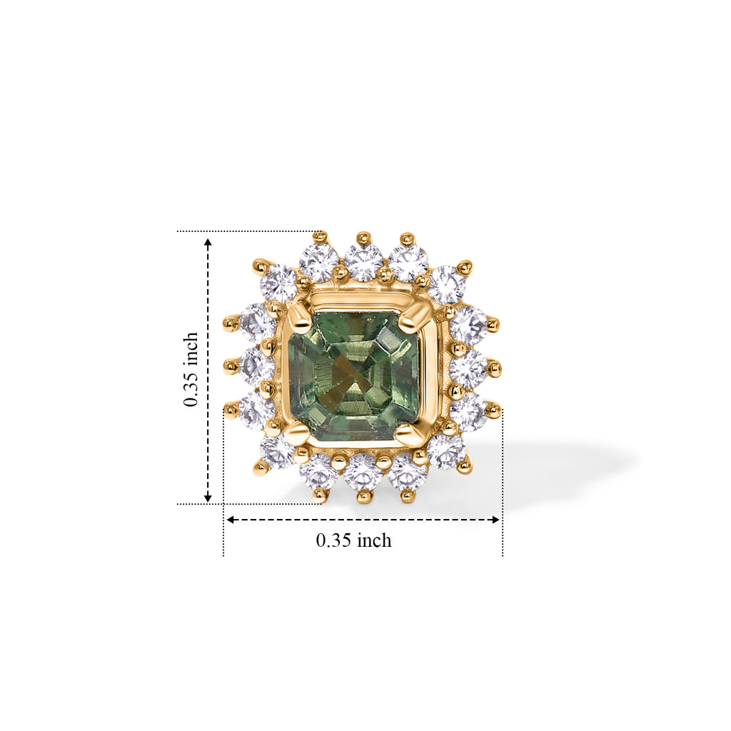 D'Joy Natural Green Apatite, White Zircon Solitaire Stud Push Post Earring Sterling Silver  1.124  Ct._8675504_5