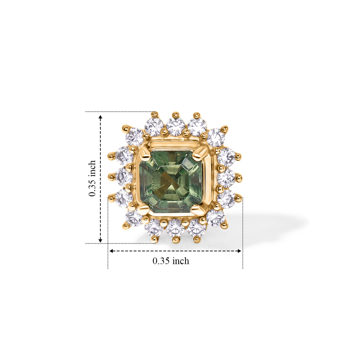 D'Joy - Natural Green Apatite &amp; White Zircon Halo Earring with Push Post in Yellow Gold Plated Sterling Silver 1.10 Ct. V32513906 5