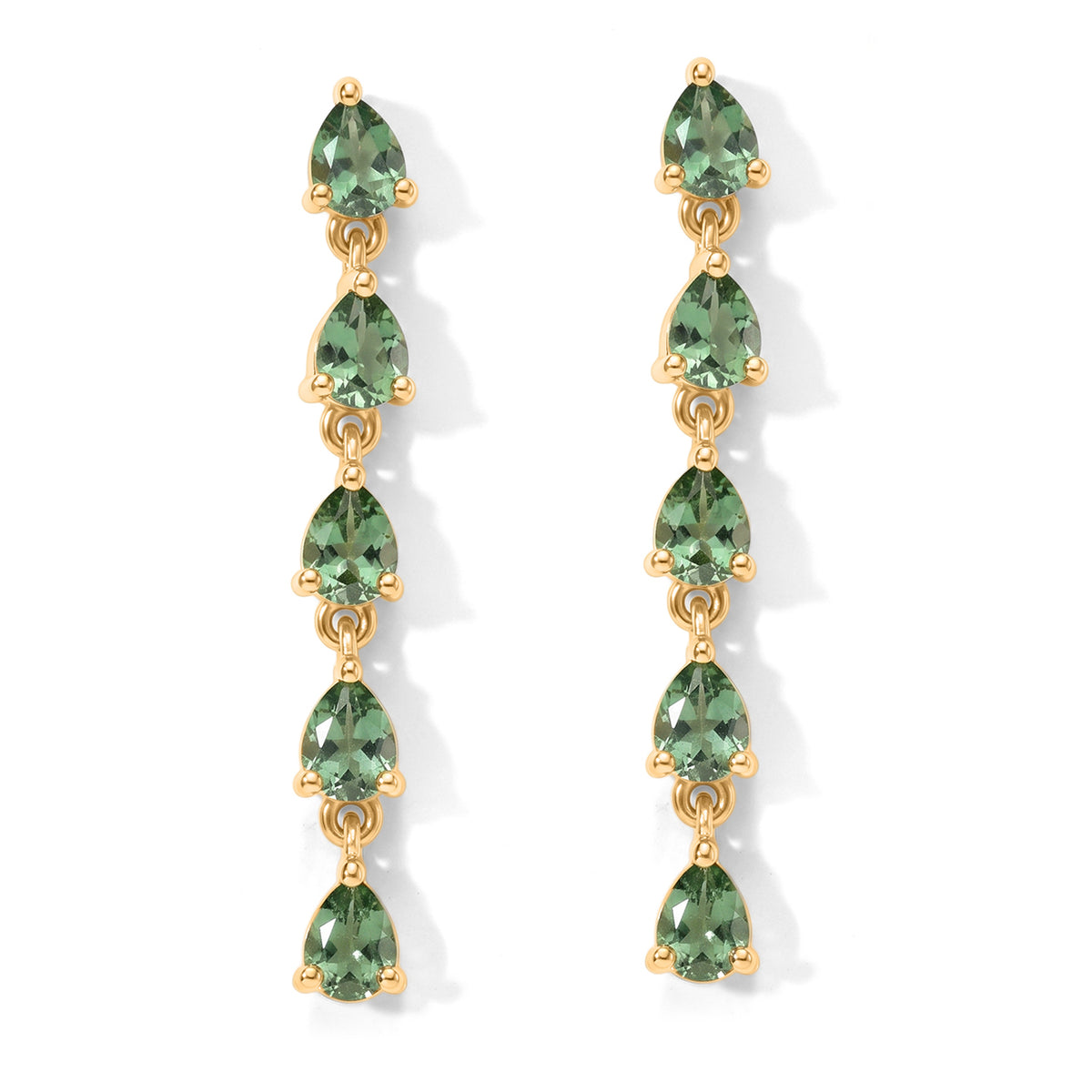 D'Joy - Natural Green Apatite Dangling Earring with Push Post in Yellow Gold Plated Sterling Silver 1.70 Ct. 8675506 0