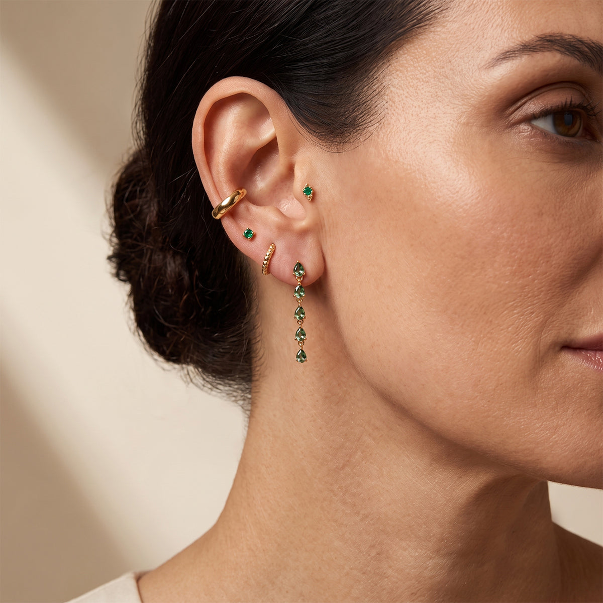 D'Joy - Natural Green Apatite Dangling Earring with Push Post in Yellow Gold Plated Sterling Silver 1.70 Ct. 8675506 3
