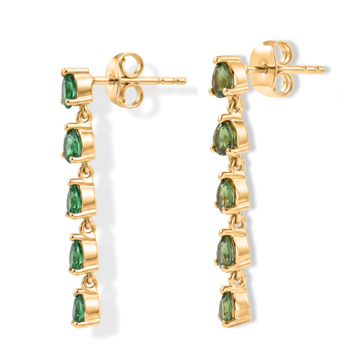D'Joy - Natural Green Apatite Dangling Earring with Push Post in Yellow Gold Plated Sterling Silver 1.70 Ct. 8675506 4