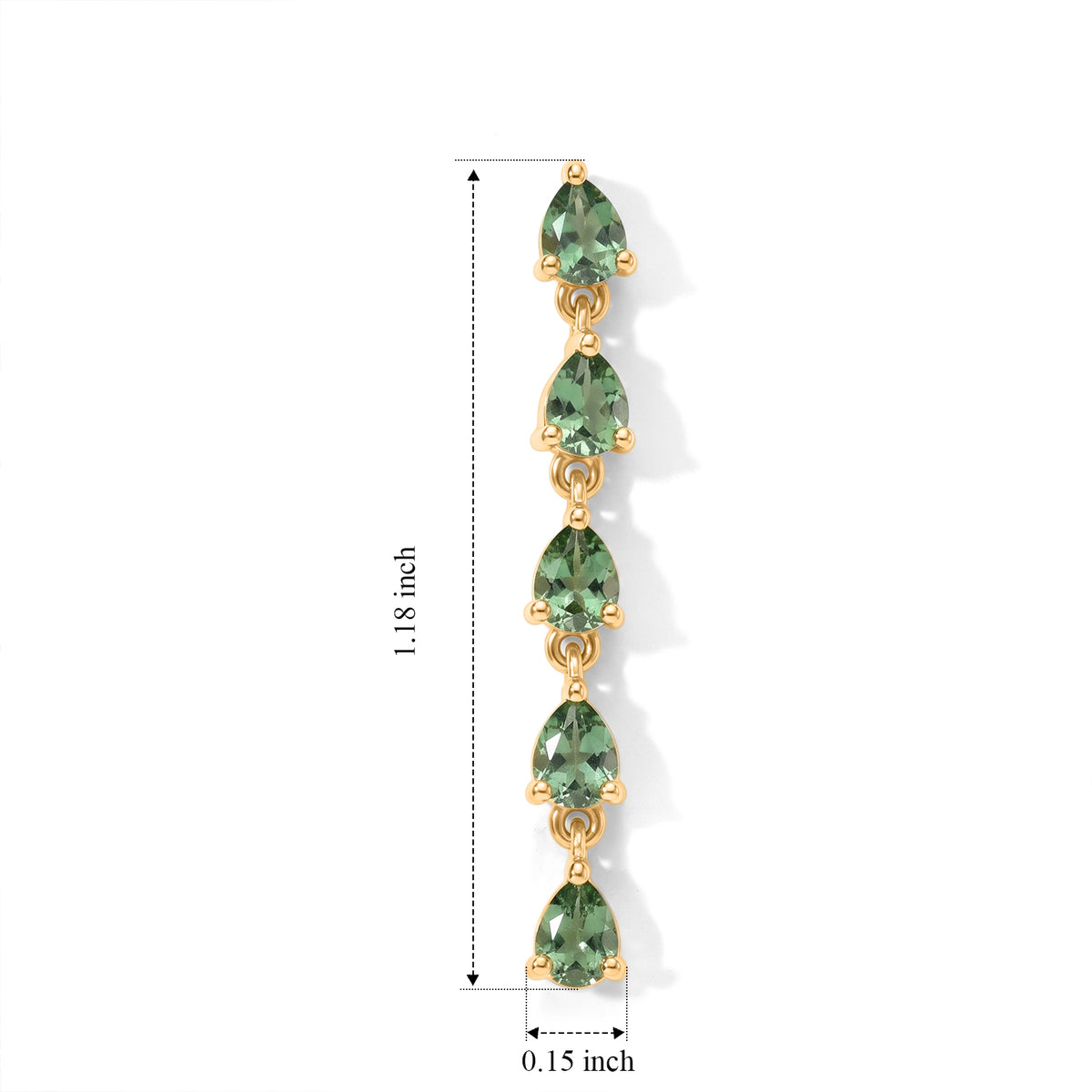 D'Joy - Natural Green Apatite Dangling Earring with Push Post in Yellow Gold Plated Sterling Silver 1.70 Ct. 8675506 5