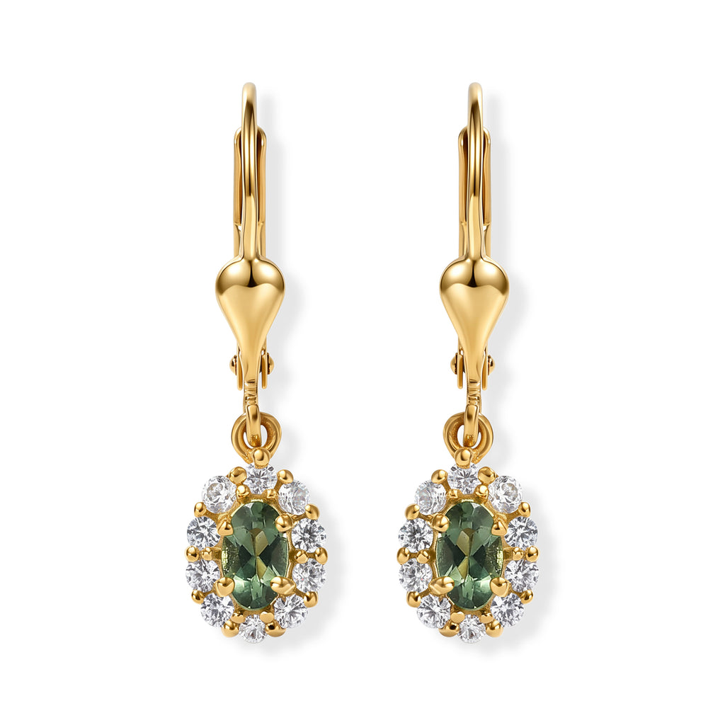 D'Joy Natural Green Apatite, White Zircon Earring Sterling Silver  0.930  Ct._8675508