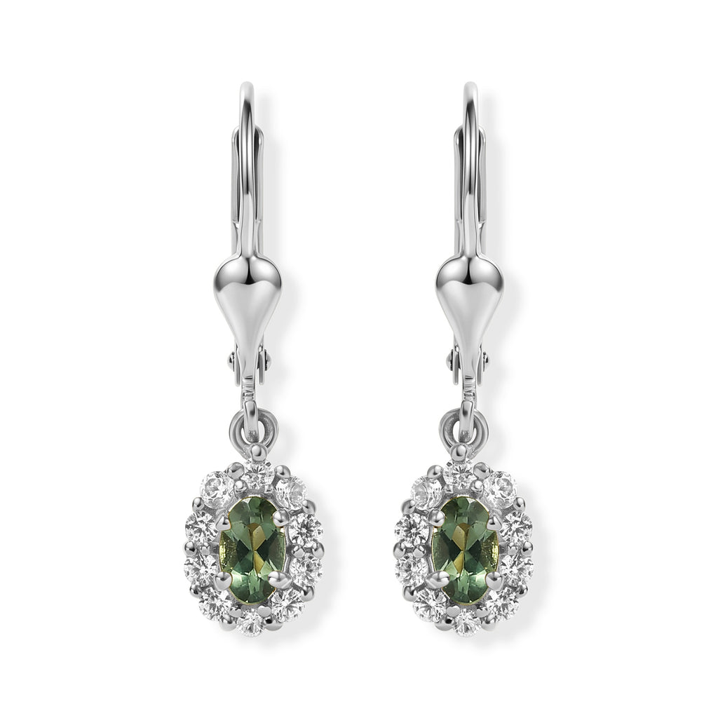 D'Joy Natural Green Apatite, White Zircon Earring in Platinum OverlaySterling Silver  0.930  Ct._8675514